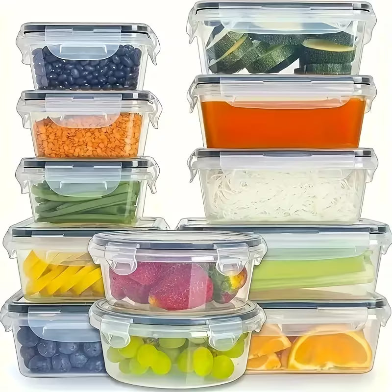 12-piece stackable sealed lunch box - leak-proof, suitable for microwave ovens and dishwashers