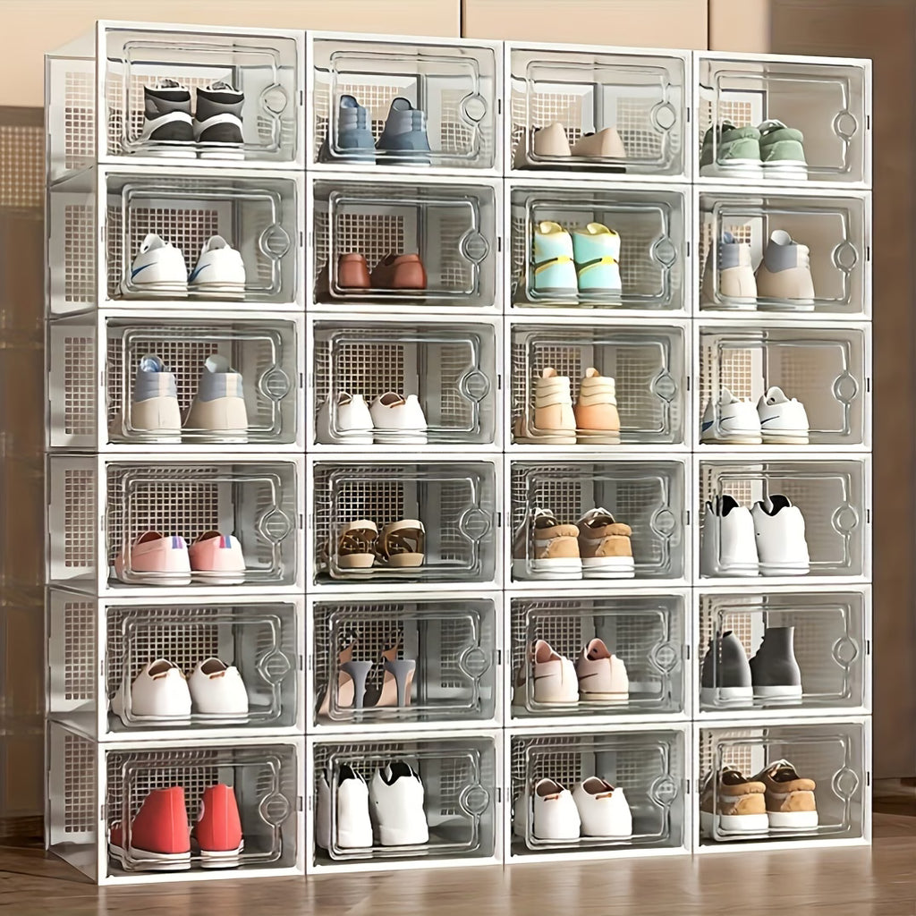 12-Piece Transparent Plastic Stackable Dustproof Shoe Box Set