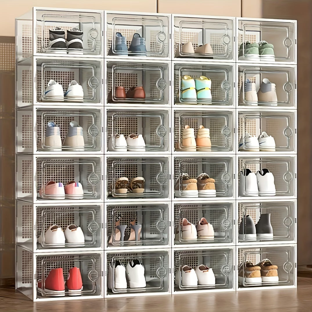 12-Piece Transparent Plastic Stackable Dustproof Shoe Box Set