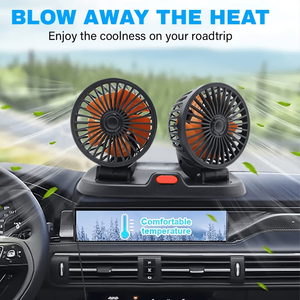 Dual-Head USB Car Fan, 360° Adjustable – Suitable for Computers, Trucks, SUVs, and Small Devices