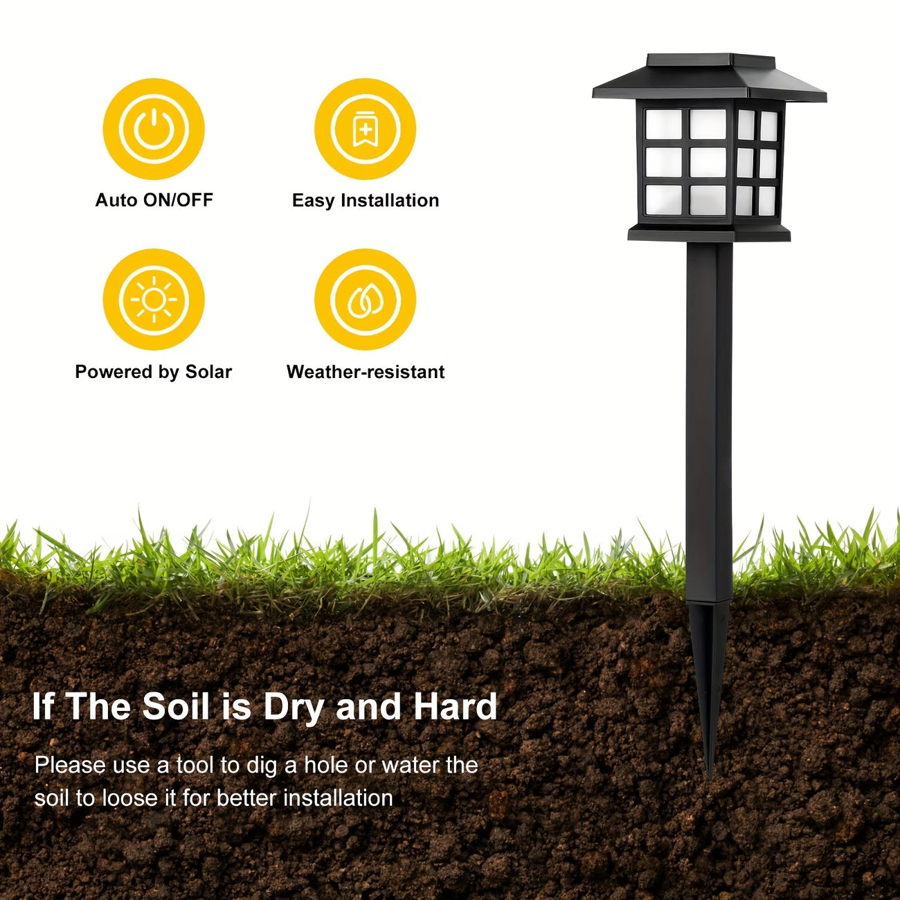 12 pieces of LED solar outdoor lights, automatic on/off, sturdy, waterproof, windproof, rustproof, warm light / white light