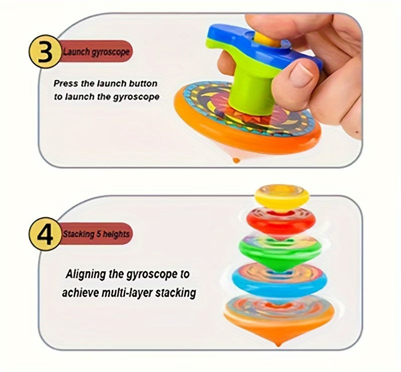 5-piece Stack 'n' Spin colorful gyro toy set