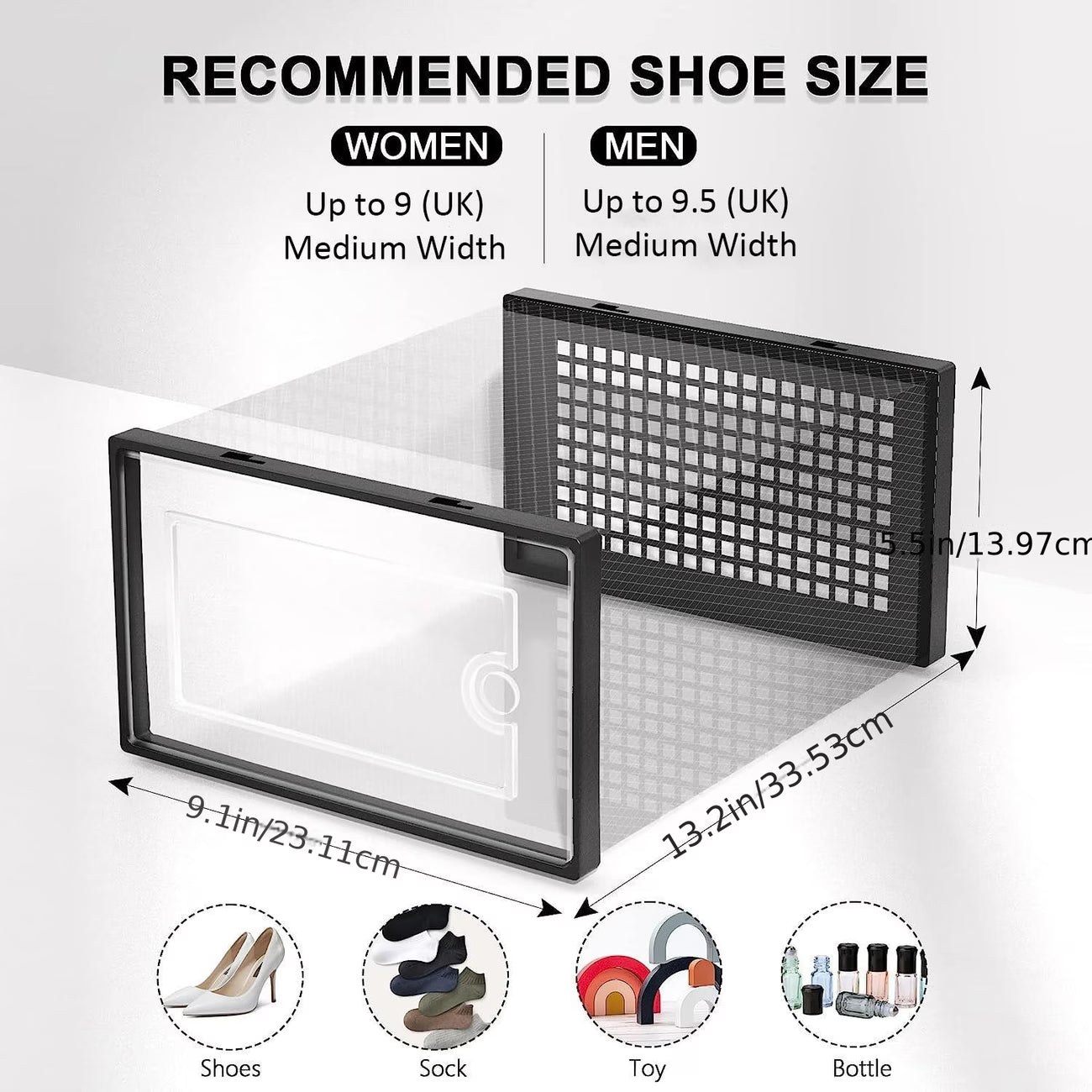 12-Piece Transparent Plastic Stackable Dustproof Shoe Box Set