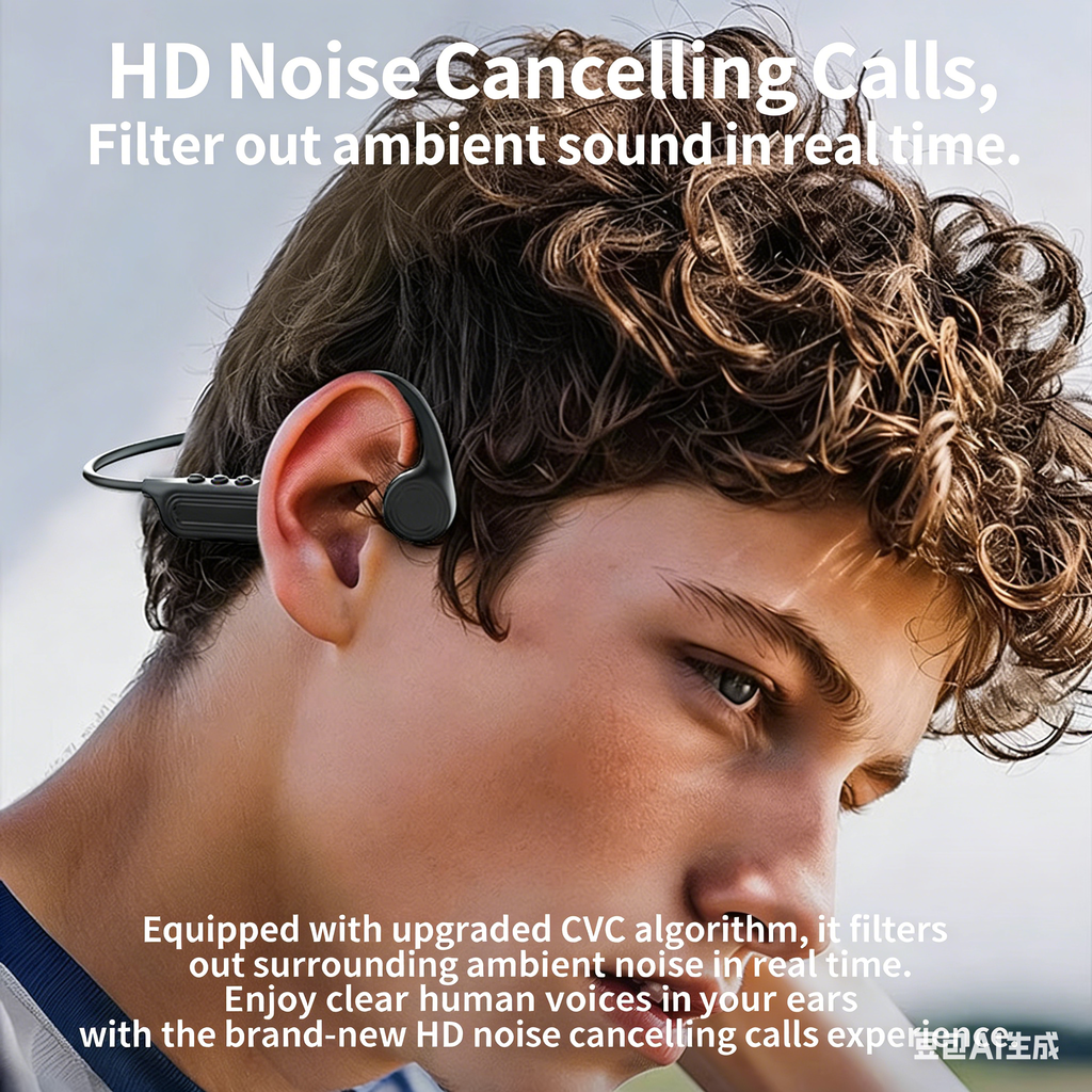 Bone Conduction Headphones – Open-Ear Wireless Sport Earbuds with Mic, 15H Playtime