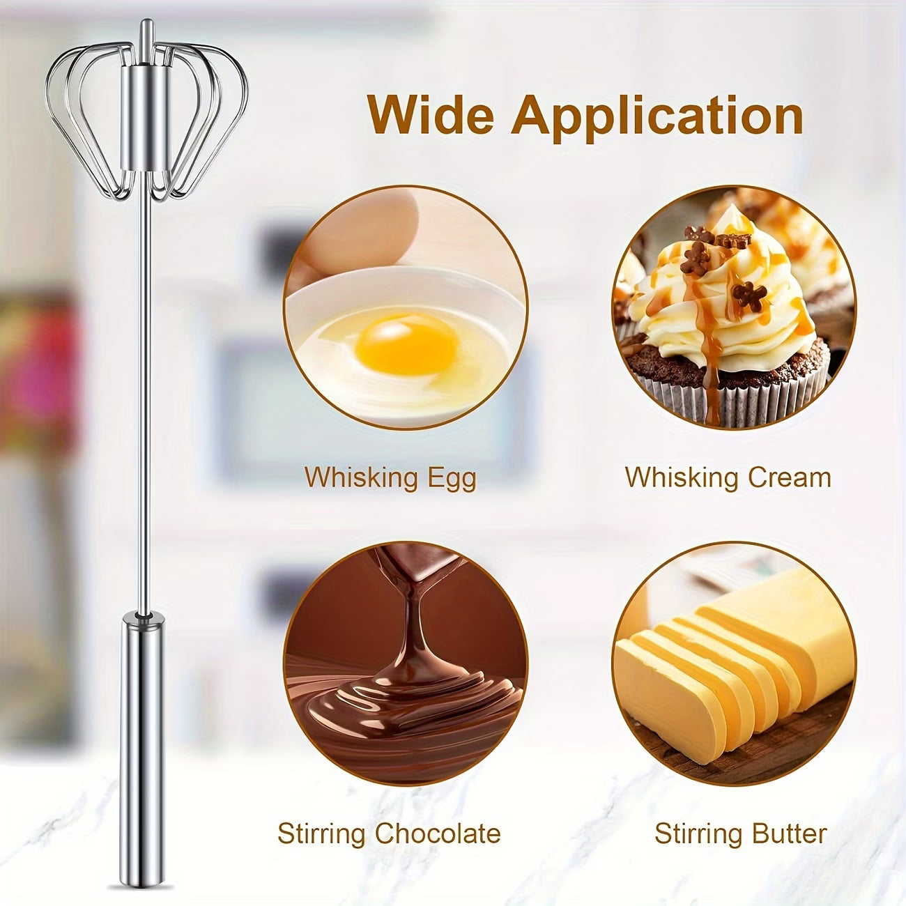 1 set of multi-functional stainless steel mixer and frother, household baking tool
