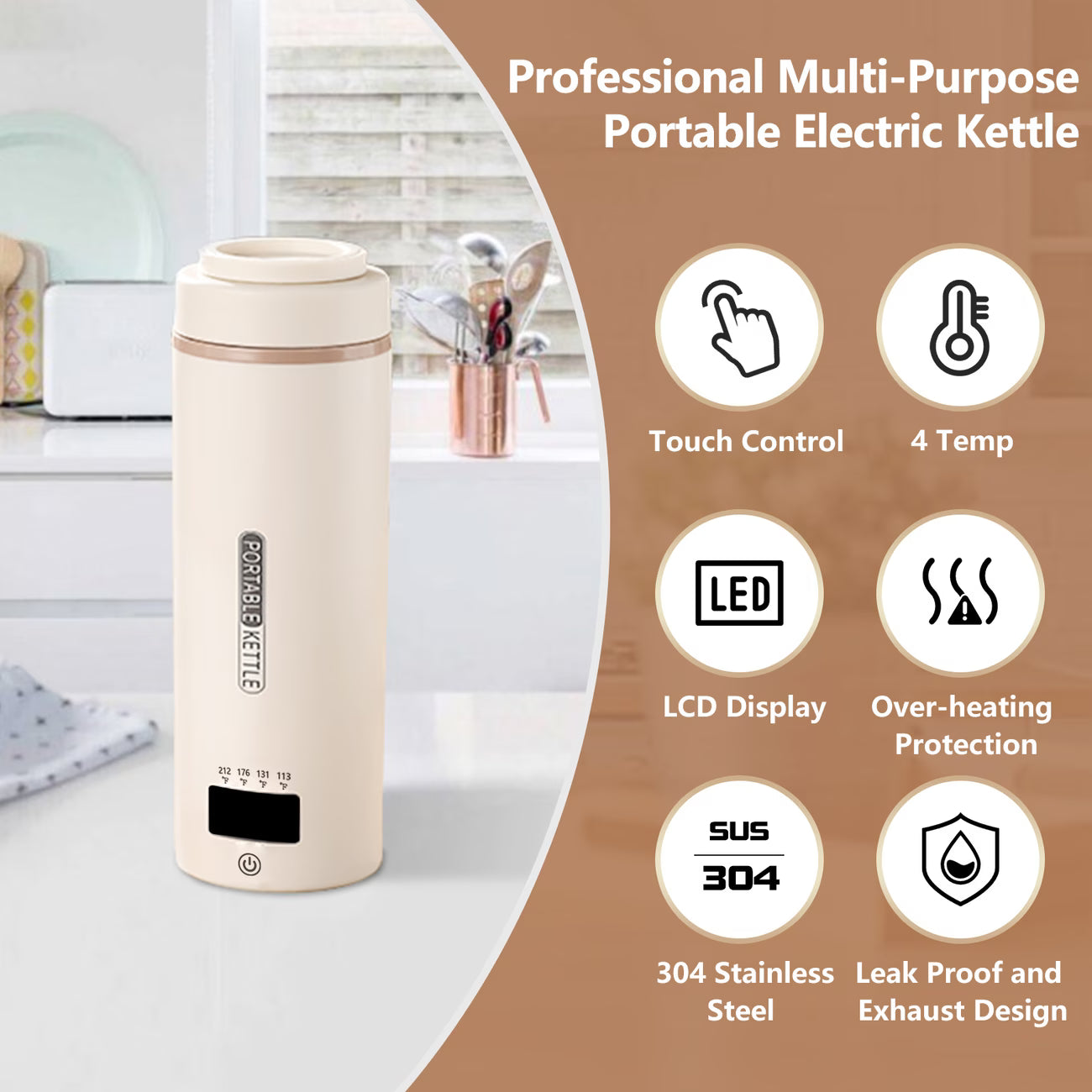1pc Travel Electric Hot Water Bottle - Portable Small Water Bottle