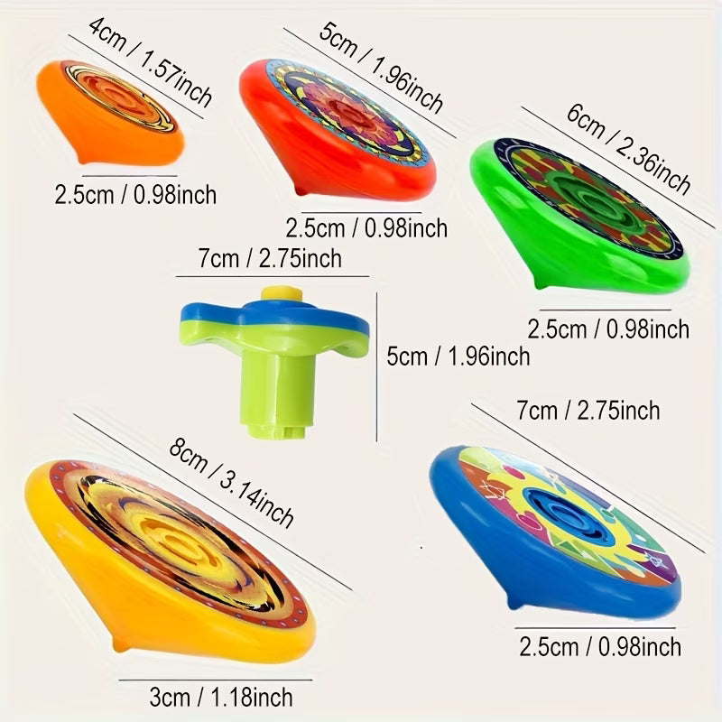 5-piece Stack 'n' Spin colorful gyro toy set
