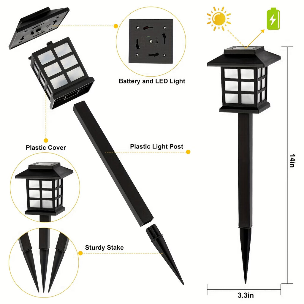 12 pieces of LED solar outdoor lights, automatic on/off, sturdy, waterproof, windproof, rustproof, warm light / white light