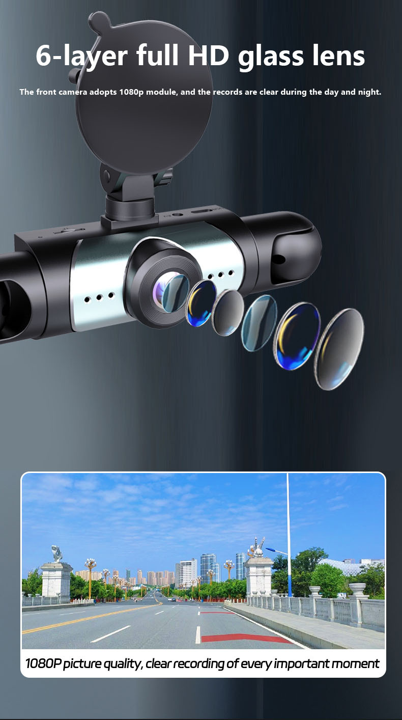 360° four-channel parking camera, equipped with 32GB memory card, high-definition night vision, WDR, G sensor, loop recording parking camera
