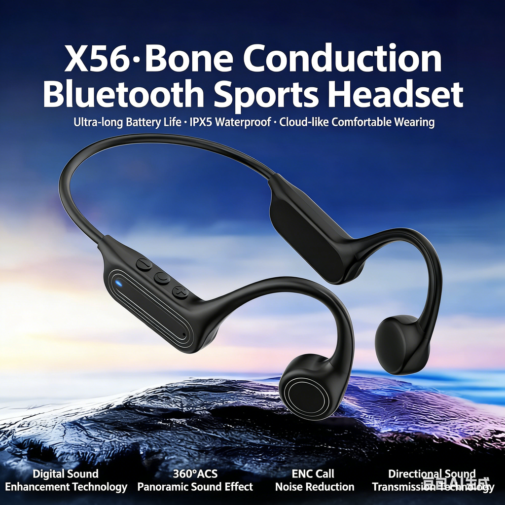 Bone Conduction Headphones – Open-Ear Wireless Sport Earbuds with Mic, 15H Playtime