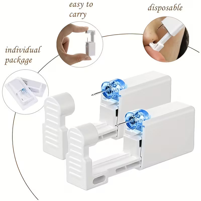 2PCS Disposable Nose Piercing Gun Kit with Studs (For Men & Women)