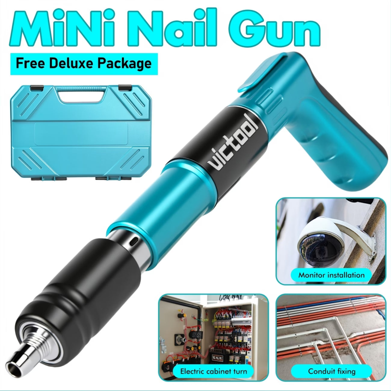 Manual Concrete Nail Gun Kit with 5 Adjustable Power Levels – Built-in Power System, Includes 120 Nails