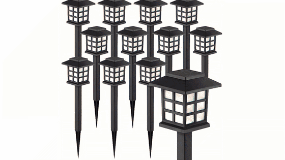 12 pieces of LED solar outdoor lights, automatic on/off, sturdy, waterproof, windproof, rustproof, warm light / white light