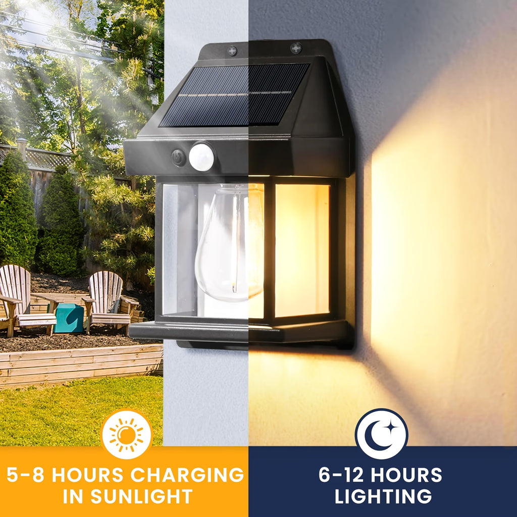 2 sets of outdoor solar wall lights, with motion sensors and waterproof features