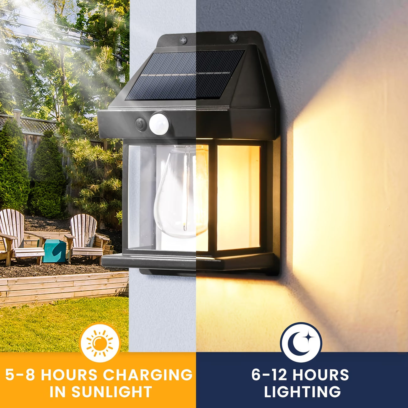 2 sets of outdoor solar wall lights, with motion sensors and waterproof features
