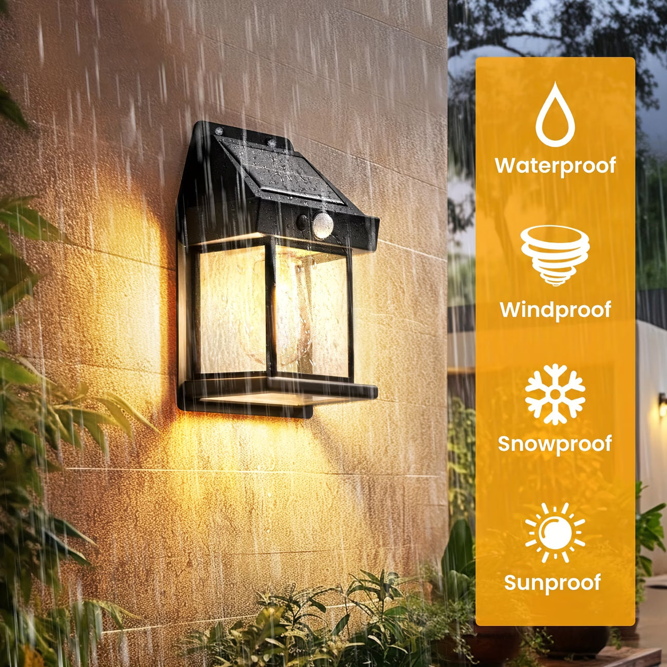 2 sets of outdoor solar wall lights, with motion sensors and waterproof features