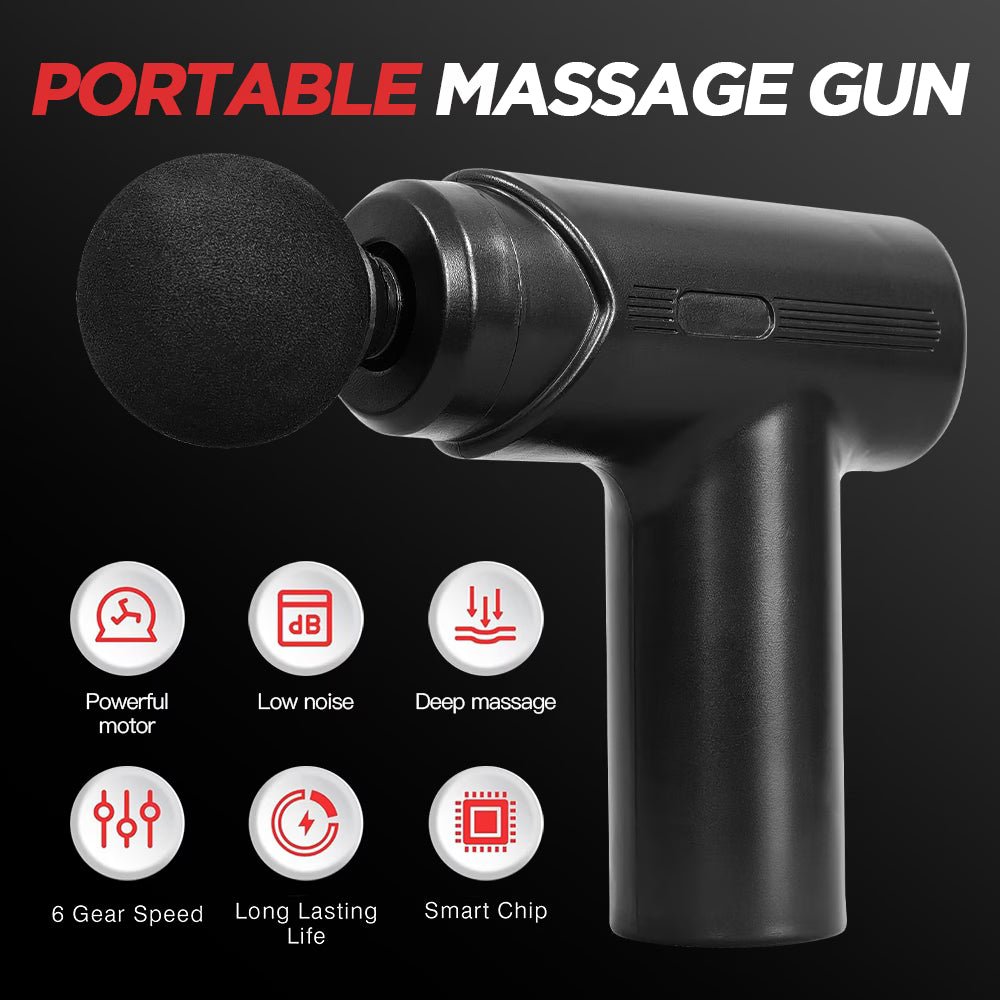 Six-speed portable massager, equipped with 4 massage heads and USB charging function