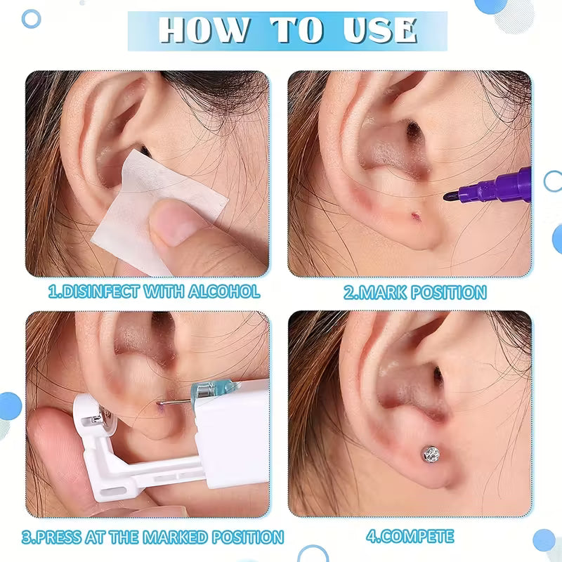 2PCS Disposable Nose Piercing Gun Kit with Studs (For Men & Women)