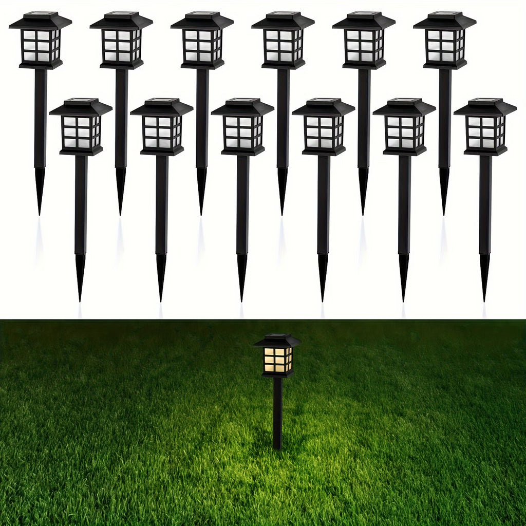 12 pieces of LED solar outdoor lights, automatic on/off, sturdy, waterproof, windproof, rustproof, warm light / white light