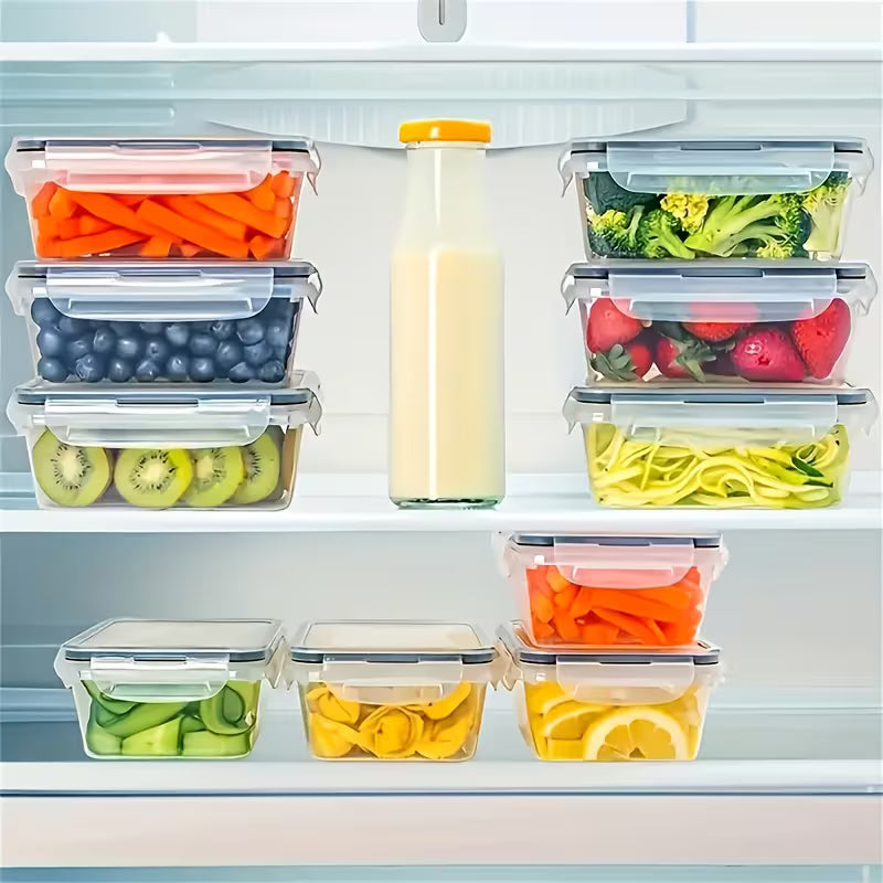 12-piece stackable sealed lunch box - leak-proof, suitable for microwave ovens and dishwashers