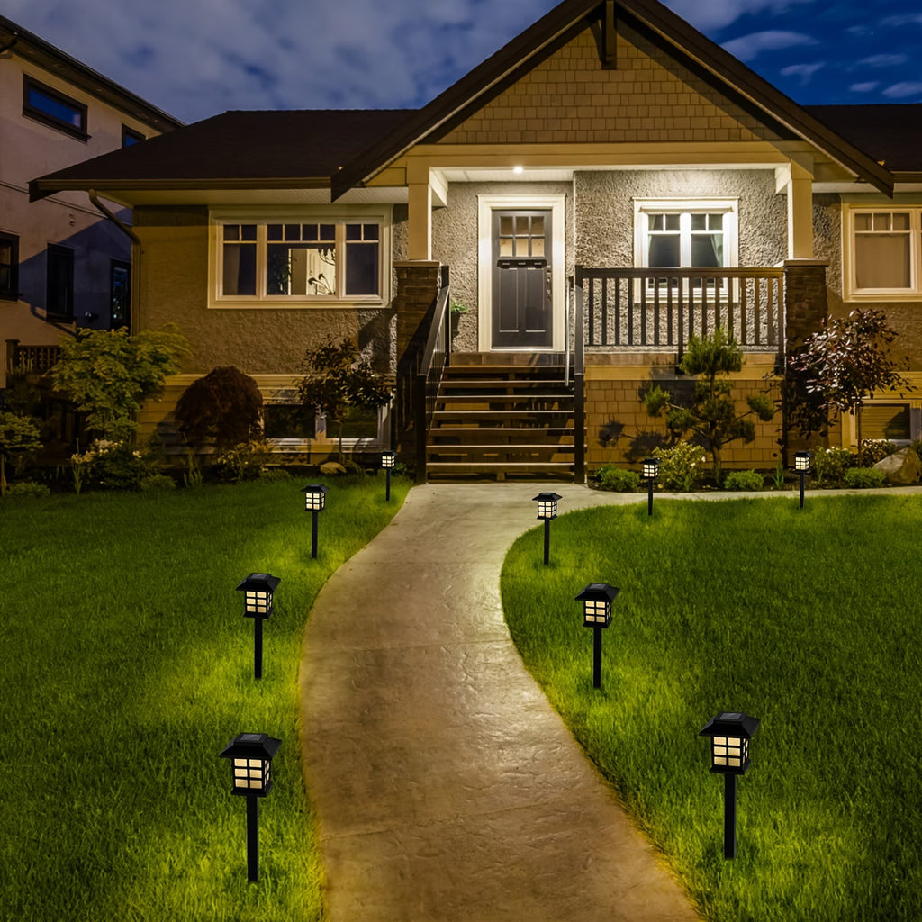 12 pieces of LED solar outdoor lights, automatic on/off, sturdy, waterproof, windproof, rustproof, warm light / white light