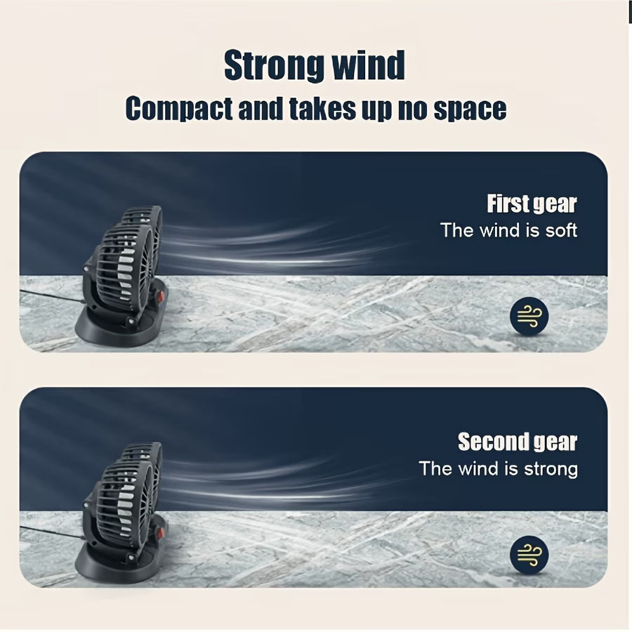 Dual-Head USB Car Fan, 360° Adjustable – Suitable for Computers, Trucks, SUVs, and Small Devices