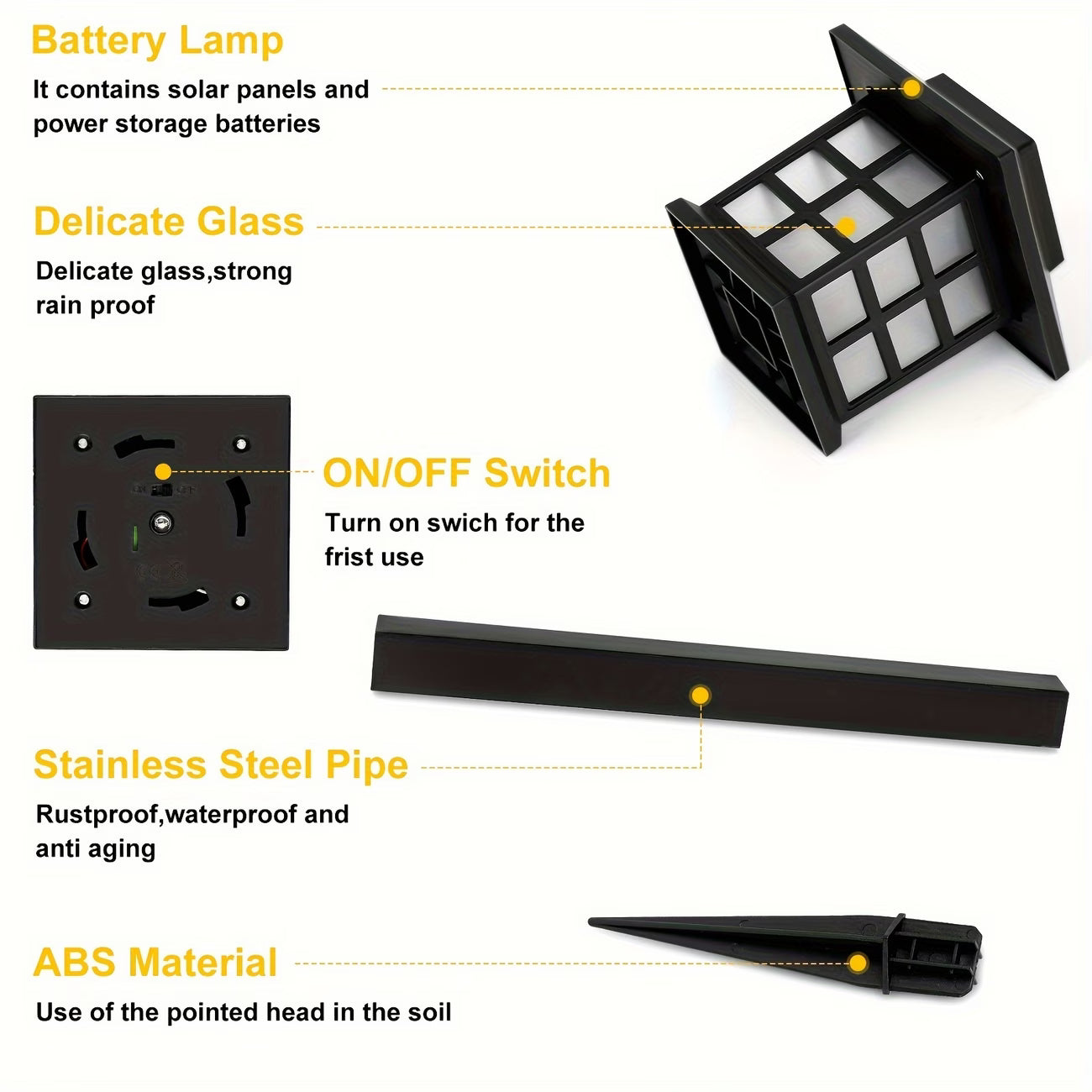 12 pieces of LED solar outdoor lights, automatic on/off, sturdy, waterproof, windproof, rustproof, warm light / white light