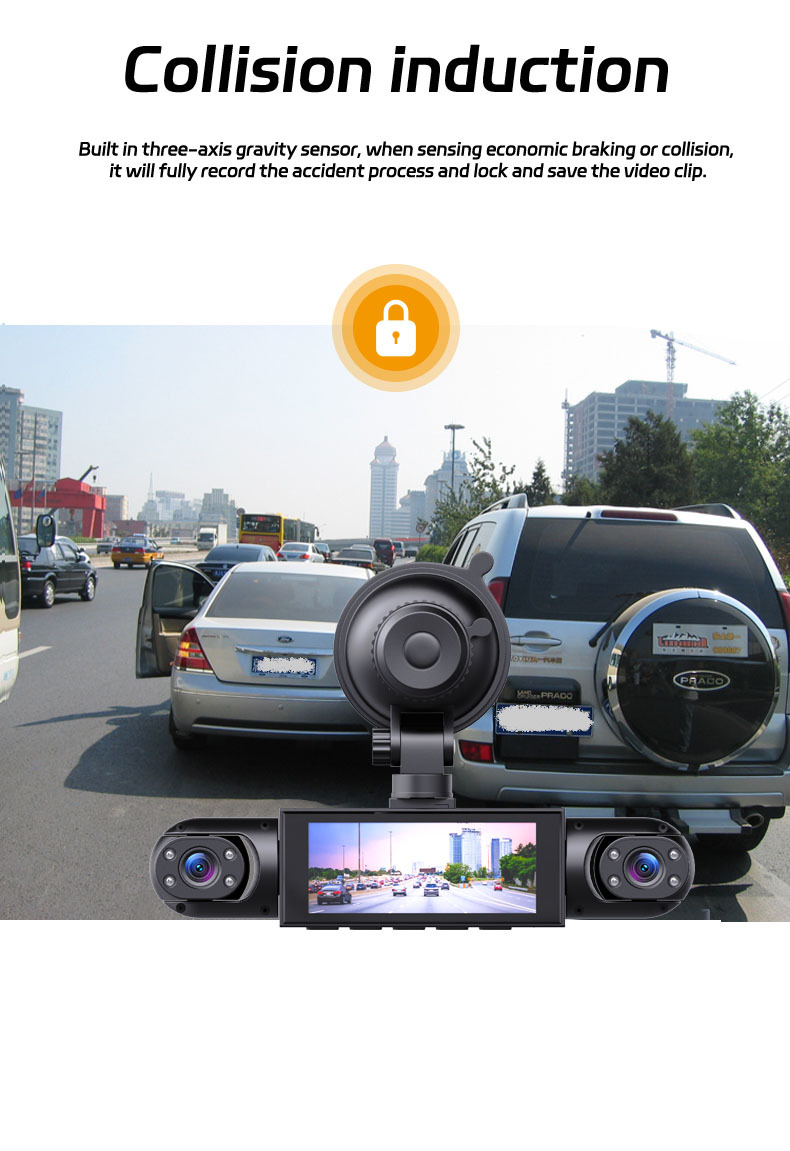360° four-channel parking camera, equipped with 32GB memory card, high-definition night vision, WDR, G sensor, loop recording parking camera