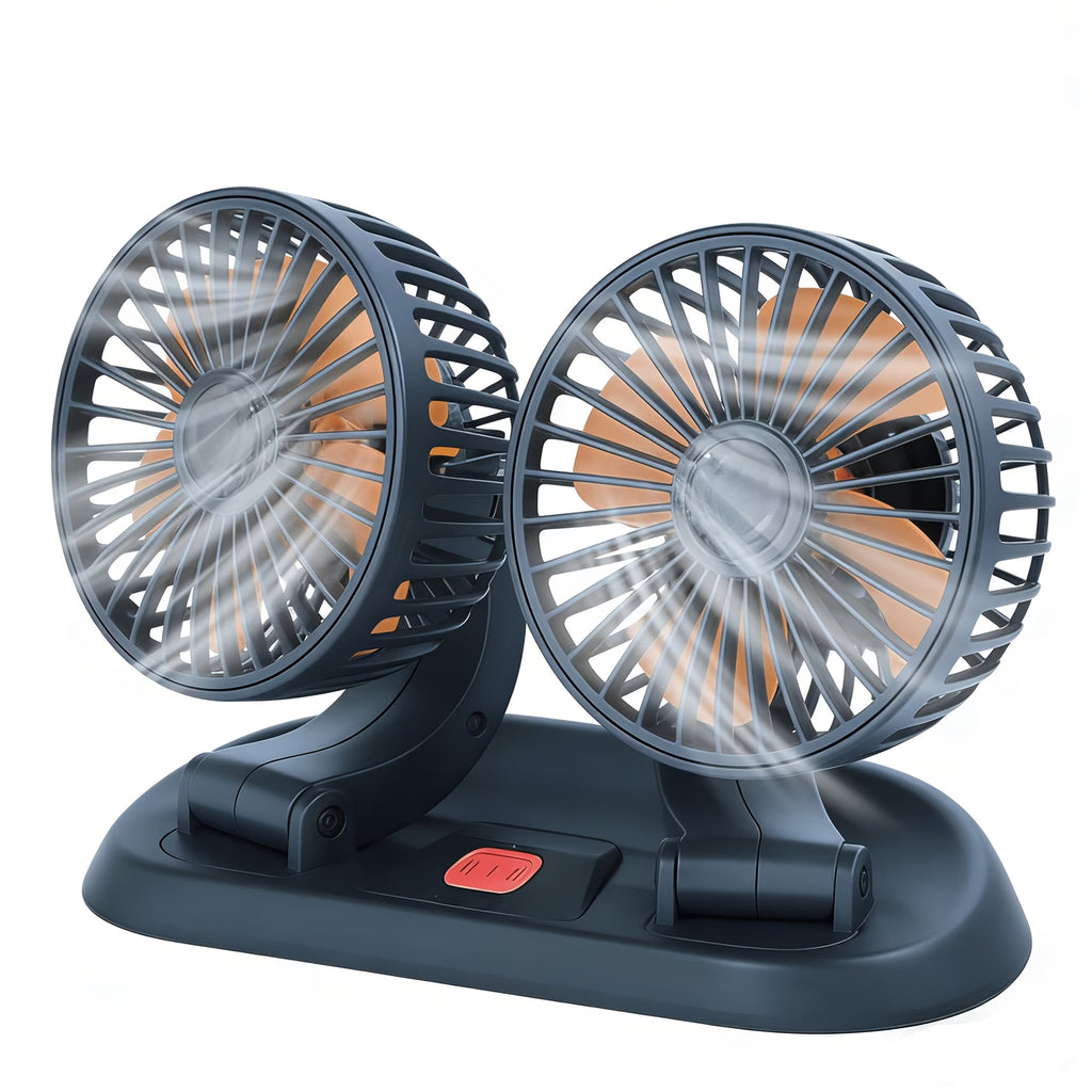 Dual-Head USB Car Fan, 360° Adjustable – Suitable for Computers, Trucks, SUVs, and Small Devices