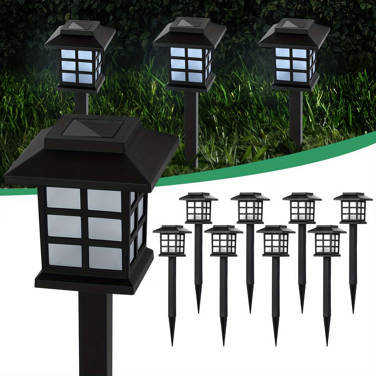 12 pieces of LED solar outdoor lights, automatic on/off, sturdy, waterproof, windproof, rustproof, warm light / white light