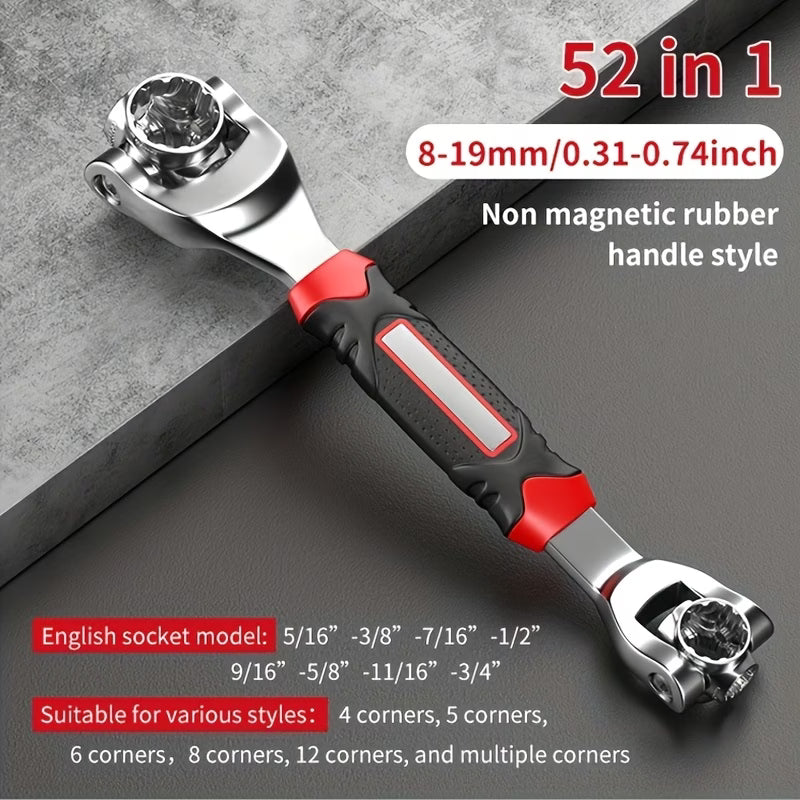 1pc 52-in-1 Universal Socket Wrench, Universal Adjustable Double-headed Wrench Tool