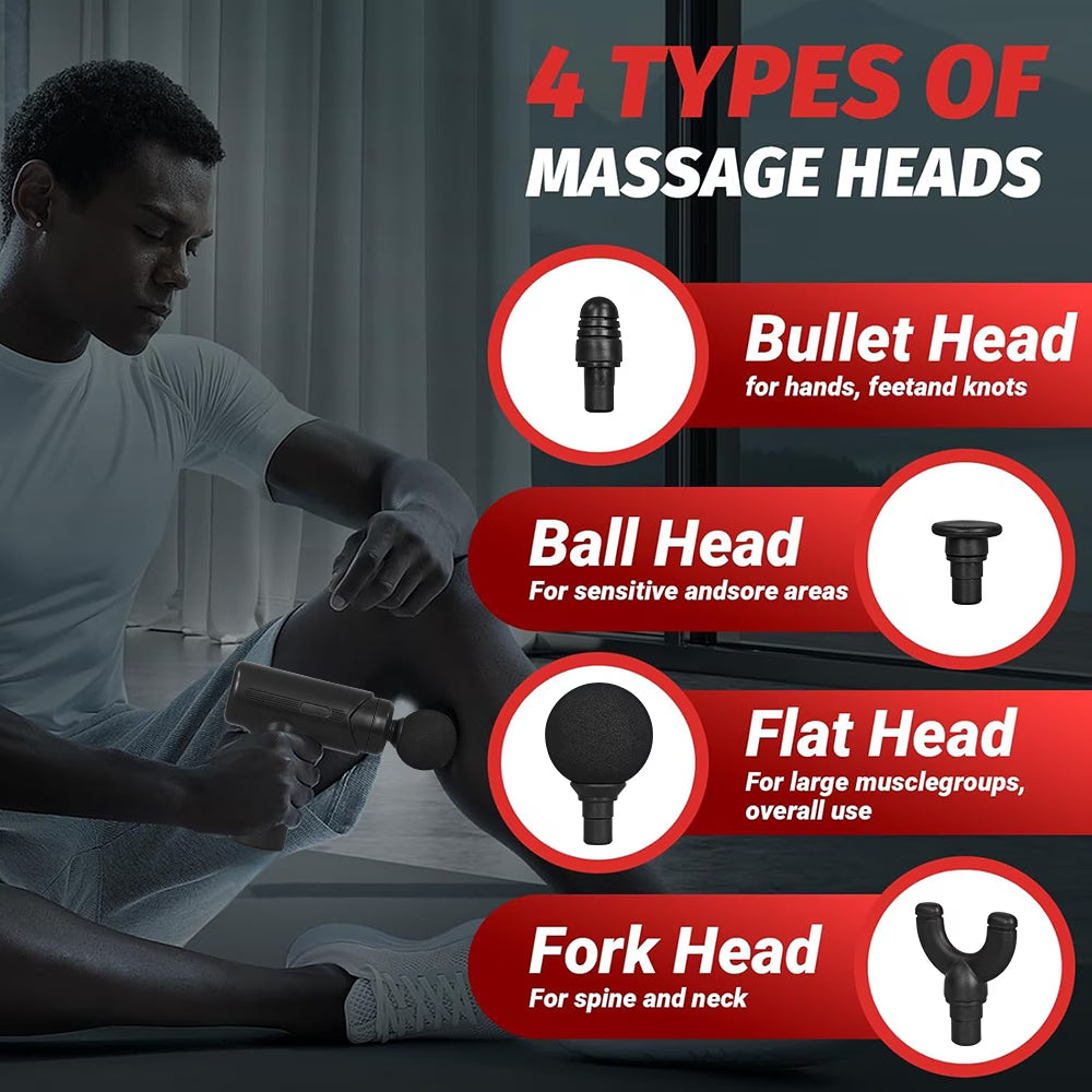 Six-speed portable massager, equipped with 4 massage heads and USB charging function