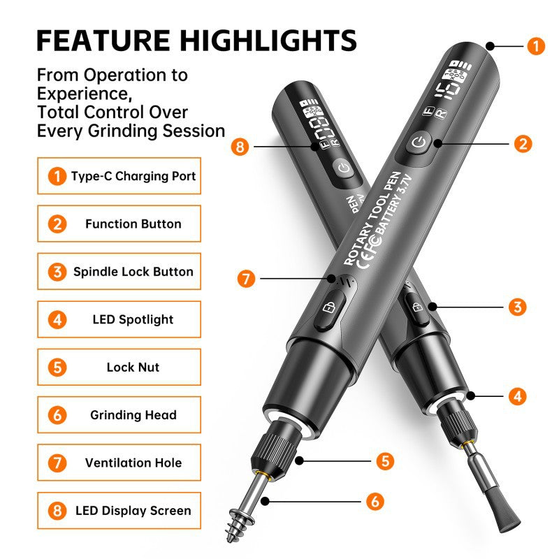 Intelligent LCD wireless rotating tool / Professional polishing, drilling, engraving