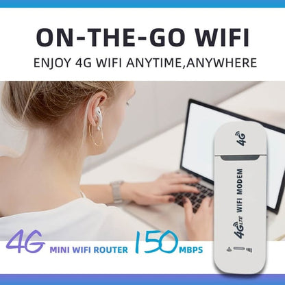 4G LTE USB WiFi Router – 150Mbps, 10-User Hotspot, Global SIM Unlocked & Plug-and-Play